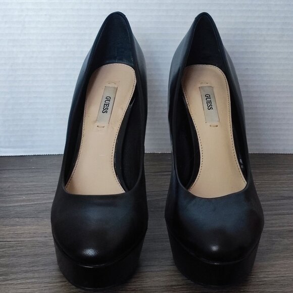 Guess leather platform high heel pumps black women's size EU 38 US 7.5 - Picture 3 of 10